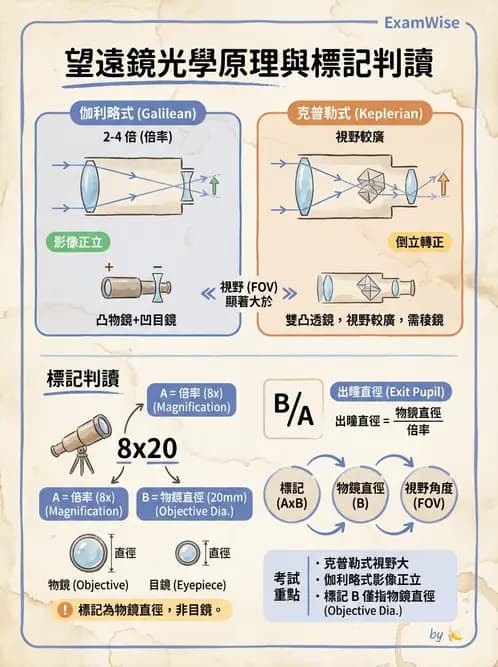驗光師 - 望遠鏡光學原理與計算 - AI 圖文解析預覽