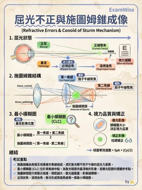 驗光師 - 散光焦線、面鏡與屈光不正成像 - AI 圖文解析預覽