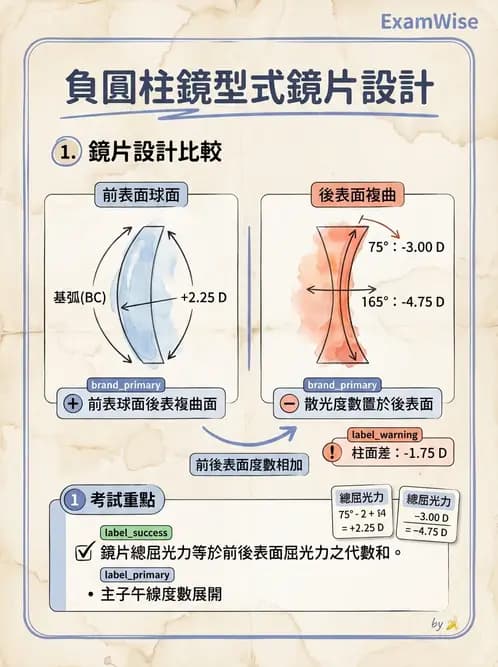 驗光師 - 光學十字轉換與處方表示法 - AI 圖文解析預覽