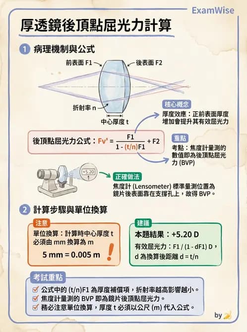 驗光師 - 厚透鏡屈光力計算 - AI 圖文解析預覽