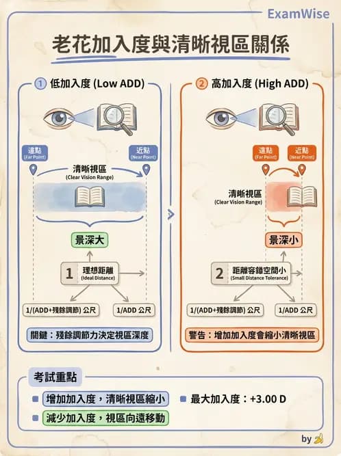 驗光師 - 老花眼概念、調節幅度與配鏡光學 - AI 圖文解析預覽