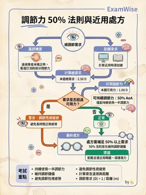 驗光師 - 老花眼概念、調節幅度與配鏡光學 - AI 圖文解析預覽