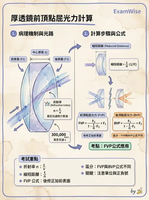 驗光師 - 厚透鏡屈光力計算 - AI 圖文解析預覽