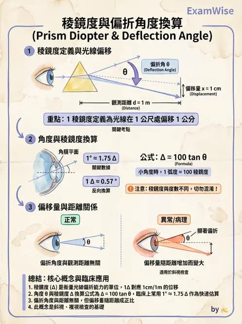 驗光師 - 稜鏡光學原理與度量 - AI 圖文解析預覽