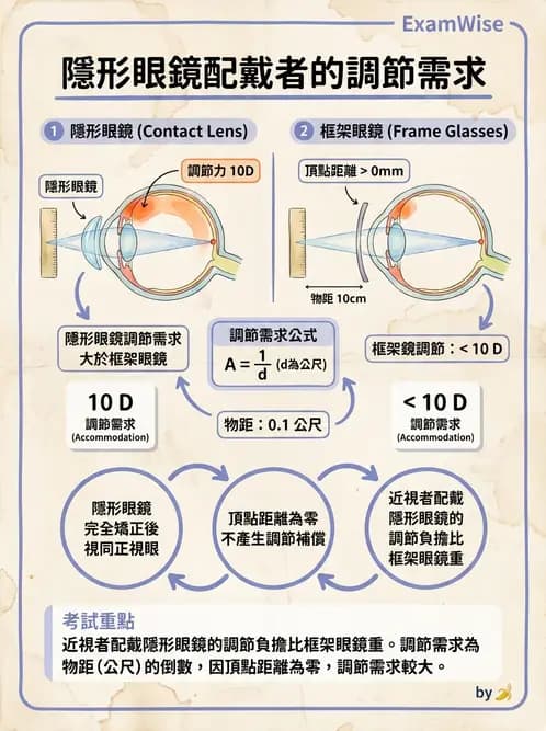 驗光師 - 調節機制與調節量計算 - AI 圖文解析預覽