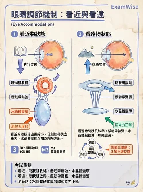驗光師 - 調節機制與調節量計算 - AI 圖文解析預覽