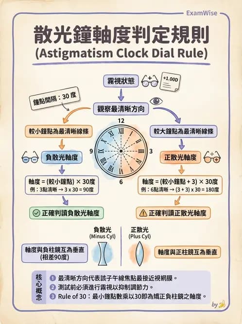 驗光師 - 散光鐘面圖與裂孔板驗光 - AI 圖文解析預覽