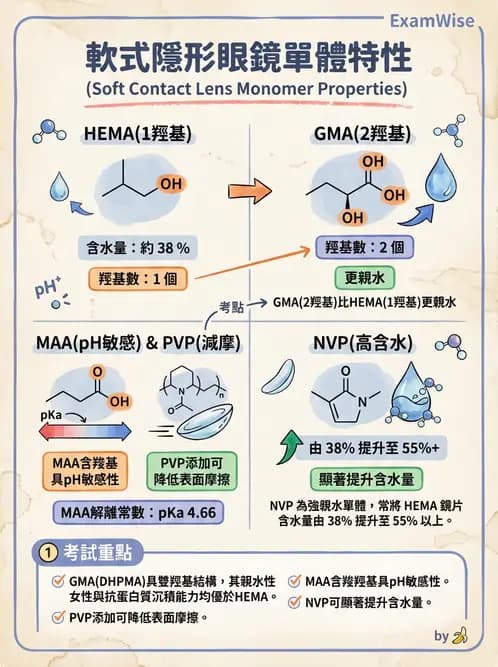 驗光師 - 軟式鏡片單體與化學分類 - AI 圖文解析預覽