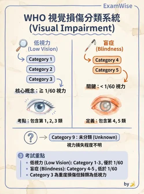 驗光師 - 視障的分類及流行分布 - AI 圖文解析預覽