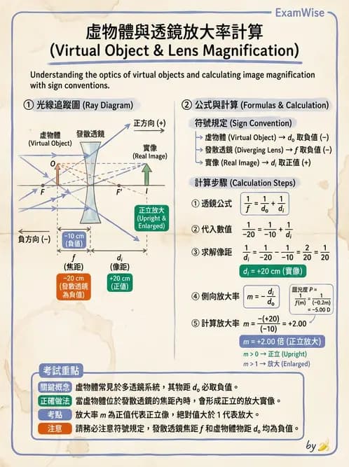 驗光師 - 薄透鏡成像計算與成像性質 - AI 圖文解析預覽