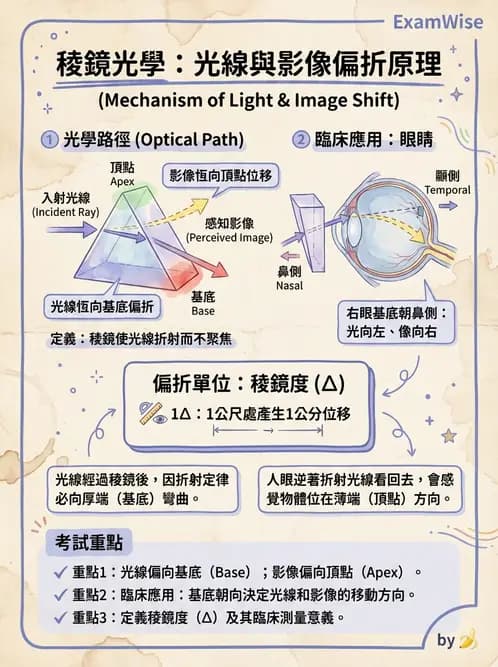 驗光師 - 稜鏡光學原理與度量 - AI 圖文解析預覽