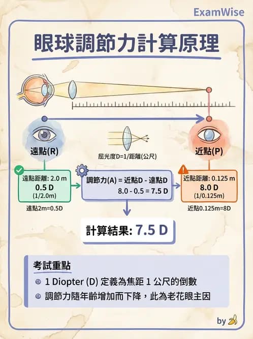 驗光師 - 調節機制與調節量計算 - AI 圖文解析預覽
