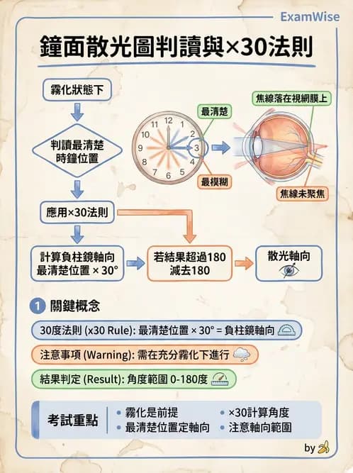 驗光師 - 散光鐘面圖與裂孔板驗光 - AI 圖文解析預覽
