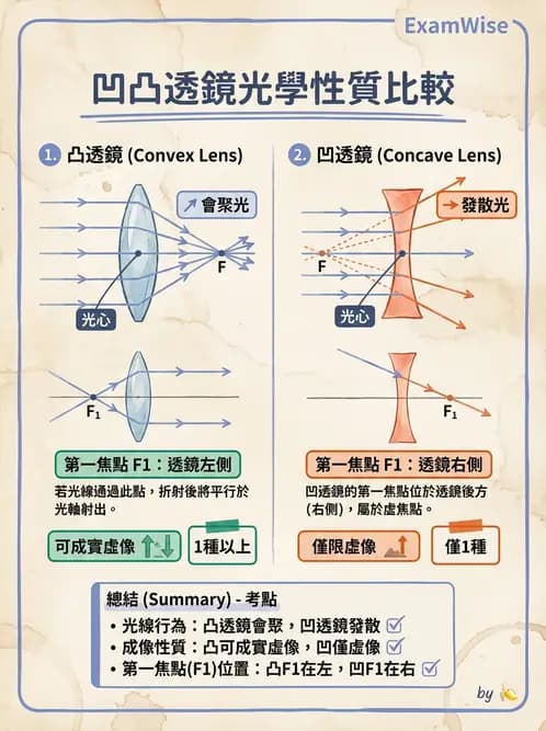 驗光師 - 薄透鏡成像計算與成像性質 - AI 圖文解析預覽