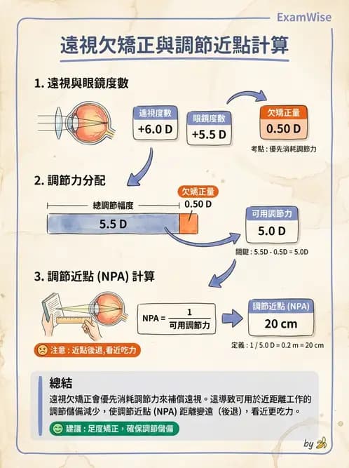 驗光師 - 調節機制與調節量計算 - AI 圖文解析預覽