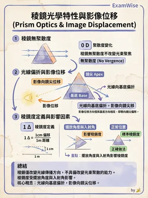 驗光師 - 稜鏡光學原理與度量 - AI 圖文解析預覽