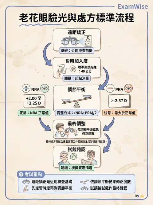 驗光師 - 老花眼主觀驗光與相對調節力 - AI 圖文解析預覽