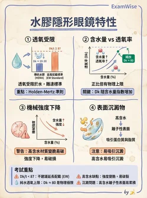 驗光師 - 軟式鏡片含水量、透氧與濕潤性 - AI 圖文解析預覽