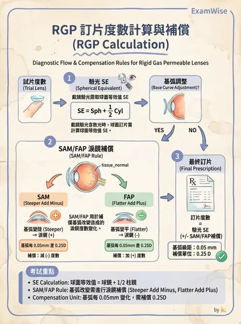 驗光師 - 硬式隱形眼鏡度數與散光計算 - AI 圖文解析預覽