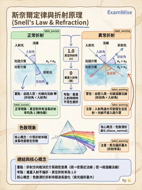 驗光師 - 折射定律、反射與光學現象 - AI 圖文解析預覽