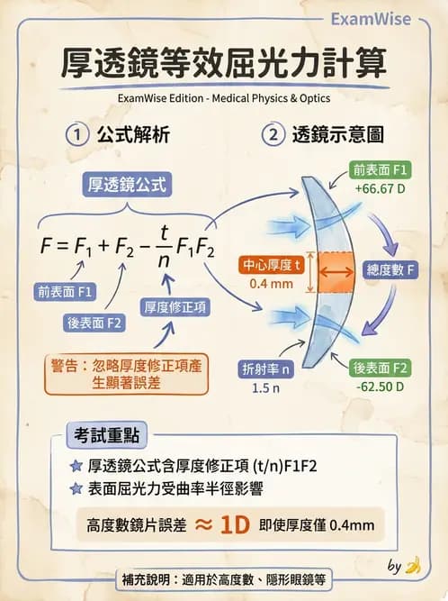 驗光師 - 厚透鏡屈光力計算 - AI 圖文解析預覽
