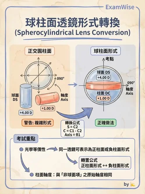 驗光師 - 光學十字轉換與處方表示法 - AI 圖文解析預覽