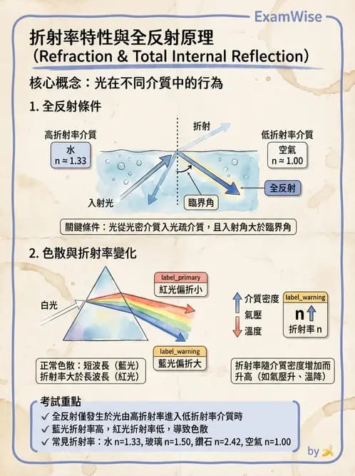 驗光師 - 折射定律、反射與光學現象 - AI 圖文解析預覽