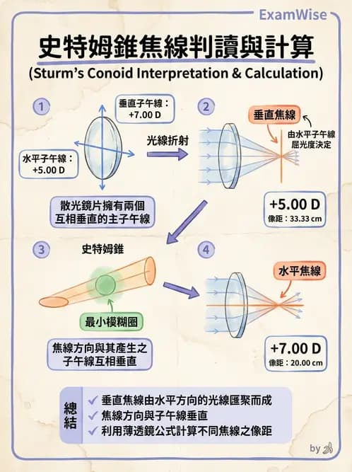 驗光師 - 透鏡屈光力計算與焦線分析 - AI 圖文解析預覽