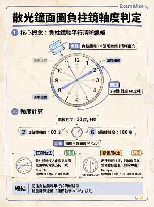 驗光師 - 散光鐘面圖與裂孔板驗光 - AI 圖文解析預覽