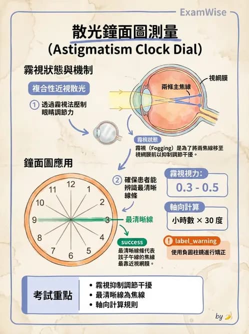 驗光師 - 散光鐘面圖與裂孔板驗光 - AI 圖文解析預覽