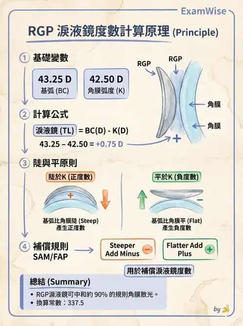 驗光師 - 硬式隱形眼鏡度數與散光計算 - AI 圖文解析預覽