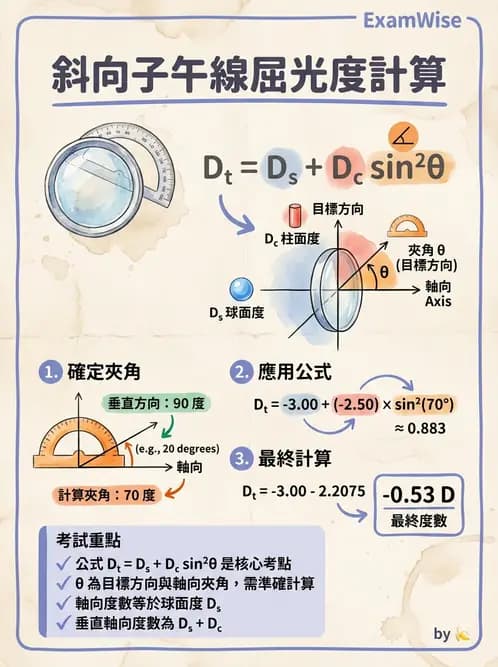 驗光師 - 透鏡屈光力計算與焦線分析 - AI 圖文解析預覽