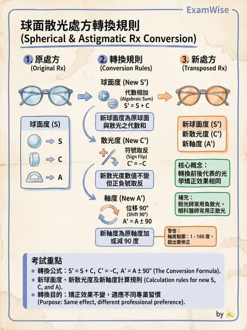 驗光師 - 光學十字轉換與處方表示法 - AI 圖文解析預覽
