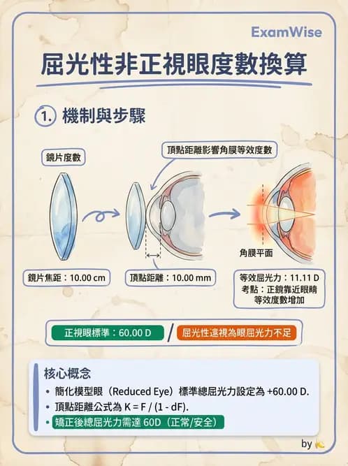 驗光師 - 模型眼屈光計算與屈光不正 - AI 圖文解析預覽
