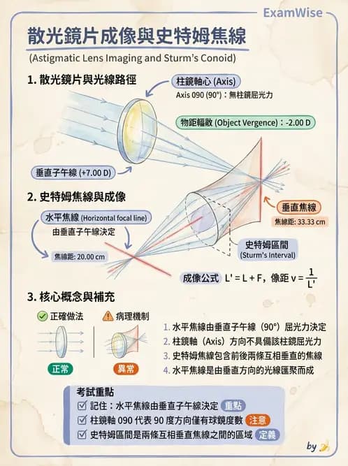 驗光師 - 透鏡屈光力計算與焦線分析 - AI 圖文解析預覽
