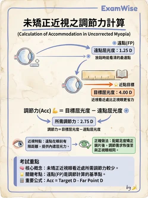 驗光師 - 調節機制與調節量計算 - AI 圖文解析預覽
