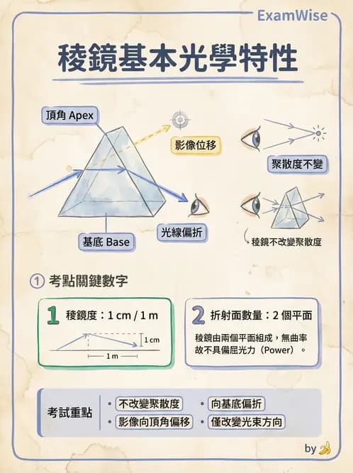 驗光師 - 稜鏡光學原理與度量 - AI 圖文解析預覽