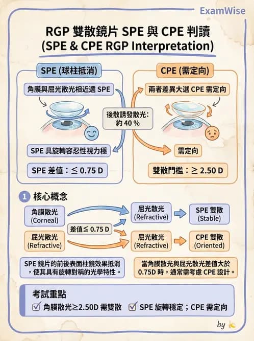 驗光師 - 硬式隱形眼鏡度數與散光計算 - AI 圖文解析預覽