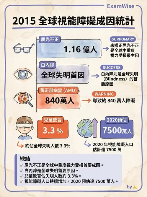 驗光師 - 視障的分類及流行分布 - AI 圖文解析預覽
