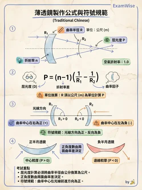 驗光師 - 透鏡屈光力與聚散度計算 - AI 圖文解析預覽