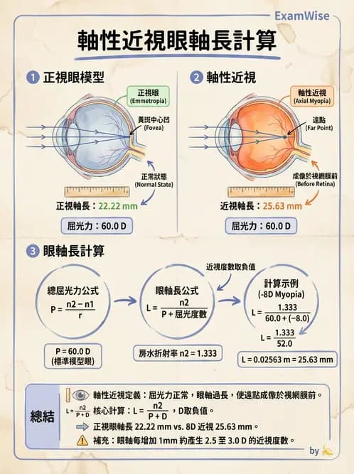 驗光師 - 模型眼屈光計算與屈光不正 - AI 圖文解析預覽