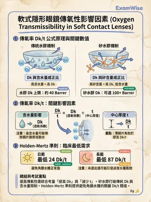 驗光師 - 軟式鏡片含水量、透氧與濕潤性 - AI 圖文解析預覽