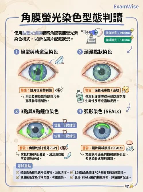 驗光師 - 角膜染色與輪部血管化 - AI 圖文解析預覽