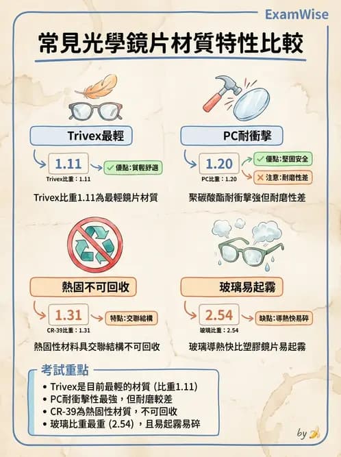 驗光師 - 鏡片材料特性與光學設計 - AI 圖文解析預覽