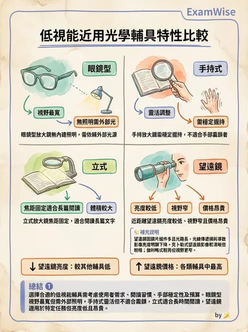 驗光師 - 近距離光學放大輔具種類與比較 - AI 圖文解析預覽