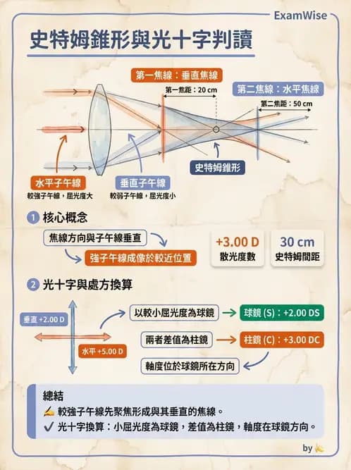 驗光生 - 光學十字讀寫與處方等效轉換 - AI 圖文解析預覽