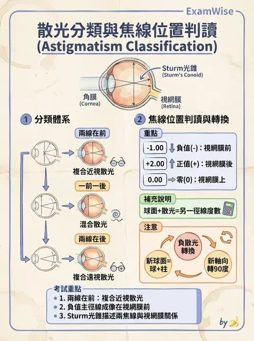 驗光生 - 散光分類、不等視與不等像 - AI 圖文解析預覽