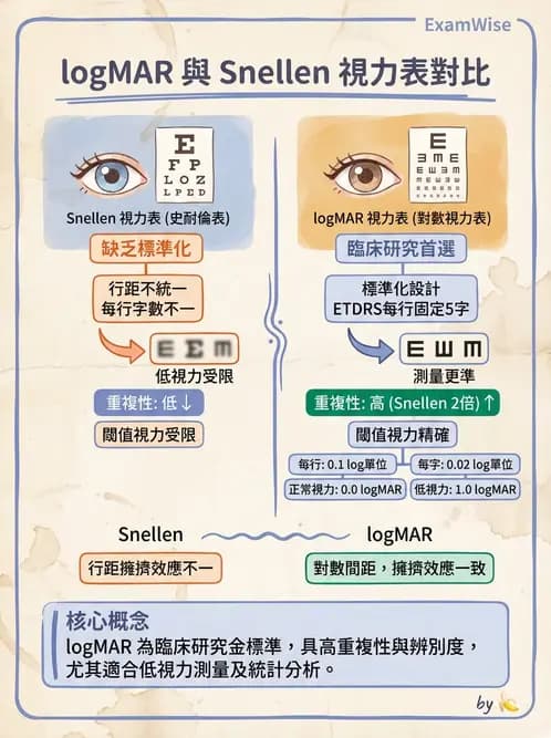 驗光生 - 視力表原理、記錄與對比敏感度 - AI 圖文解析預覽