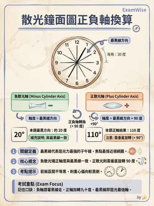 驗光生 - 散光鐘面圖與圖形法檢查 - AI 圖文解析預覽