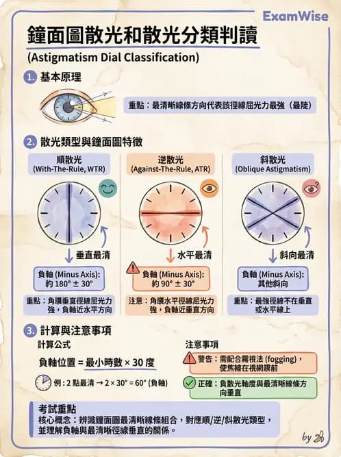 驗光生 - 散光鐘面圖與圖形法檢查 - AI 圖文解析預覽